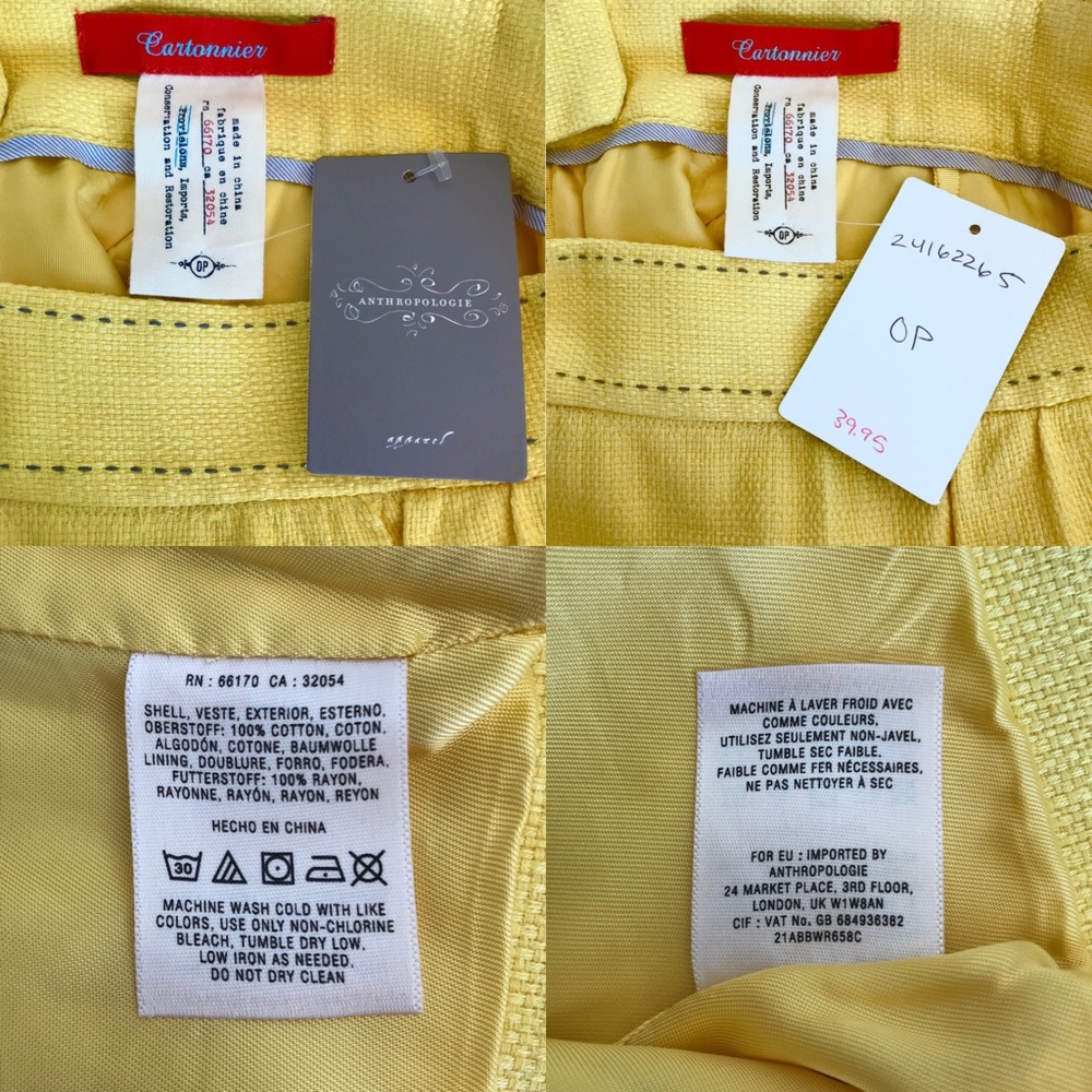 NWT CARTONNIER Yellow Well Pocket Pencil Skirt 0P - Picture 7 of 8